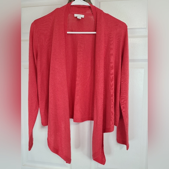 (508) J.Jill Woman's Open Sweater, Size: XS Petite Color: Red - Picture 6 of 16